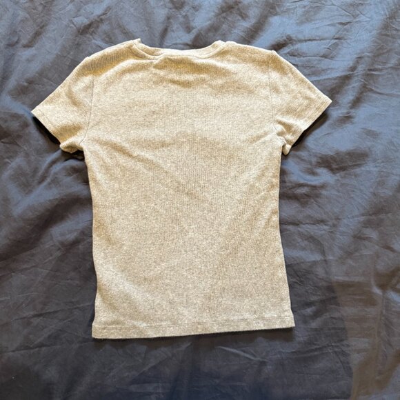 Aritzia TNA Ribbed Short Sleeve T-Shirt S Heather Grey Slim Fit Crew - Picture 5 of 5